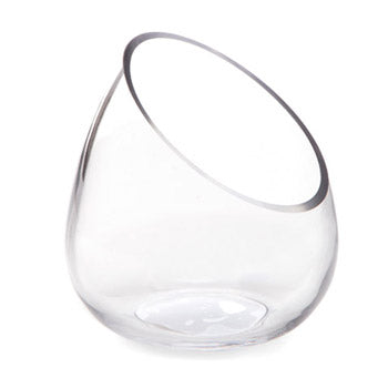 Glass Vase, w/ Slant Opening