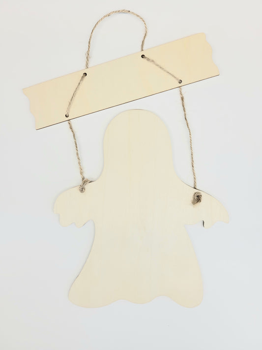 Sign, Hanging Ghost w/ Sign