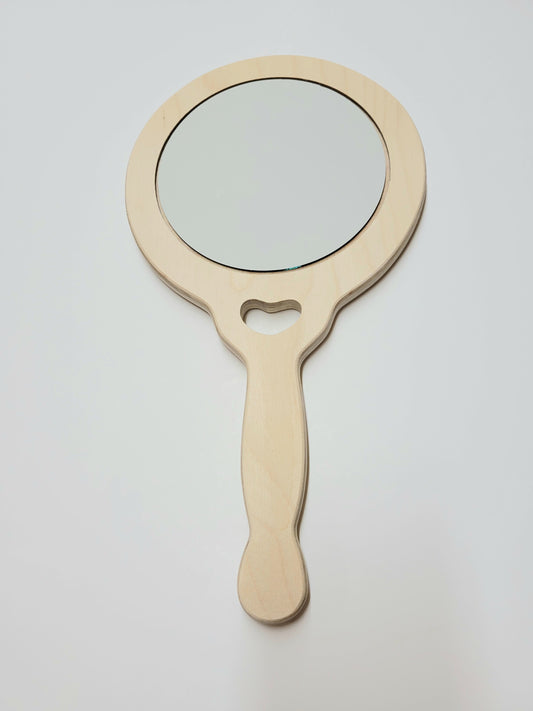 Round Wood Mirror w/ Heart