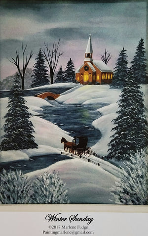 Winter Sunday Instructional painting packet by Marlene Fudge