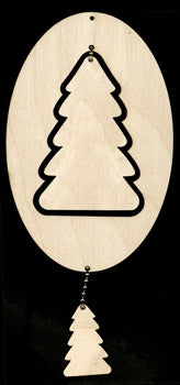 Ornament, Oval w/ Christmas Tree & Christmas Tree Hanger