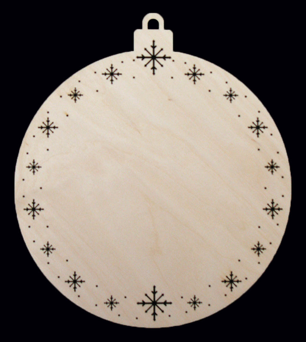 Plaque, Round Bulb Ornament w/ Snowflakes