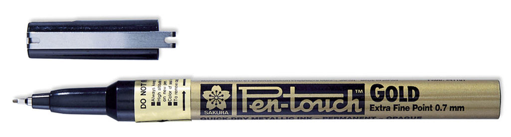 Sakura Pen-Touch Paint Marker 0.7 mm Extra fine metallic Gold color, Pack  of 4